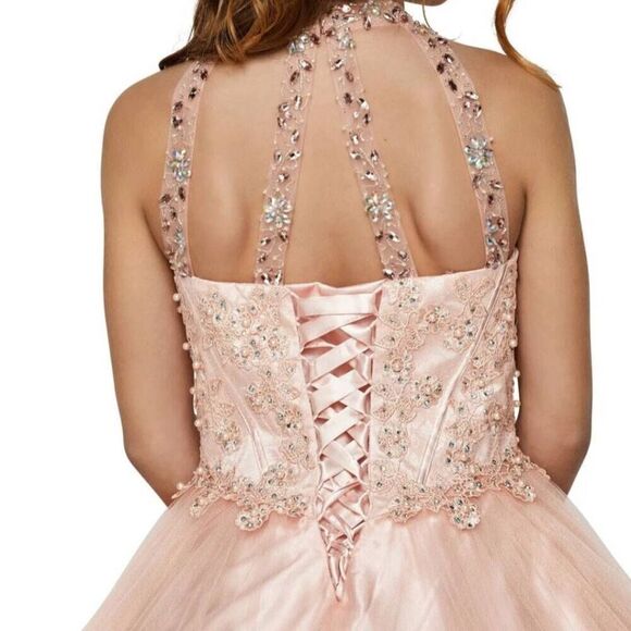 Girls Beaded Long Halter Tulle Dress by Cinderella Couture 5060 size 14 - Picture 13 of 13